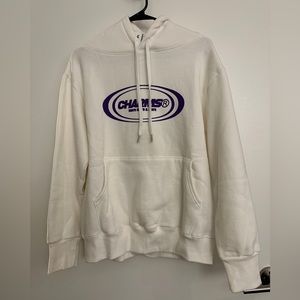 Charm’s hoodie white with purple logo